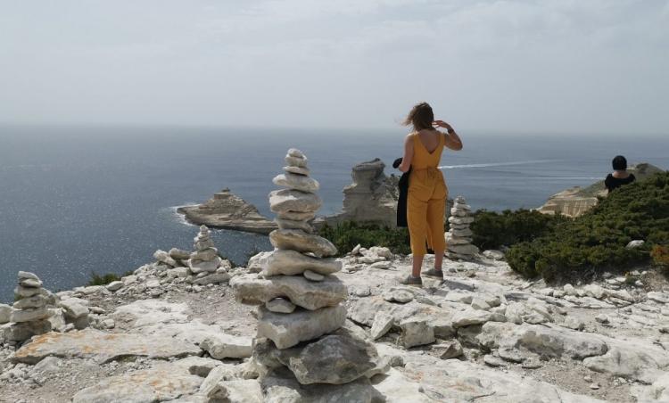 View of Saint Antoine beach in Bonifacio during a private VTC excursion from Ajaccio